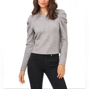 NEW 1. State Romantic Blooms Dark Heather Gray Chenille Ribbed Sweater size Med